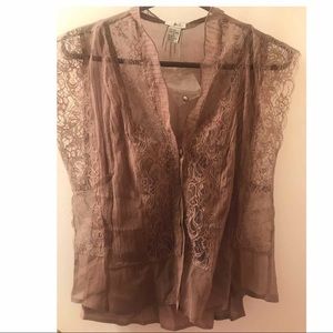 Anthropologie button down silk blouse sleeveless